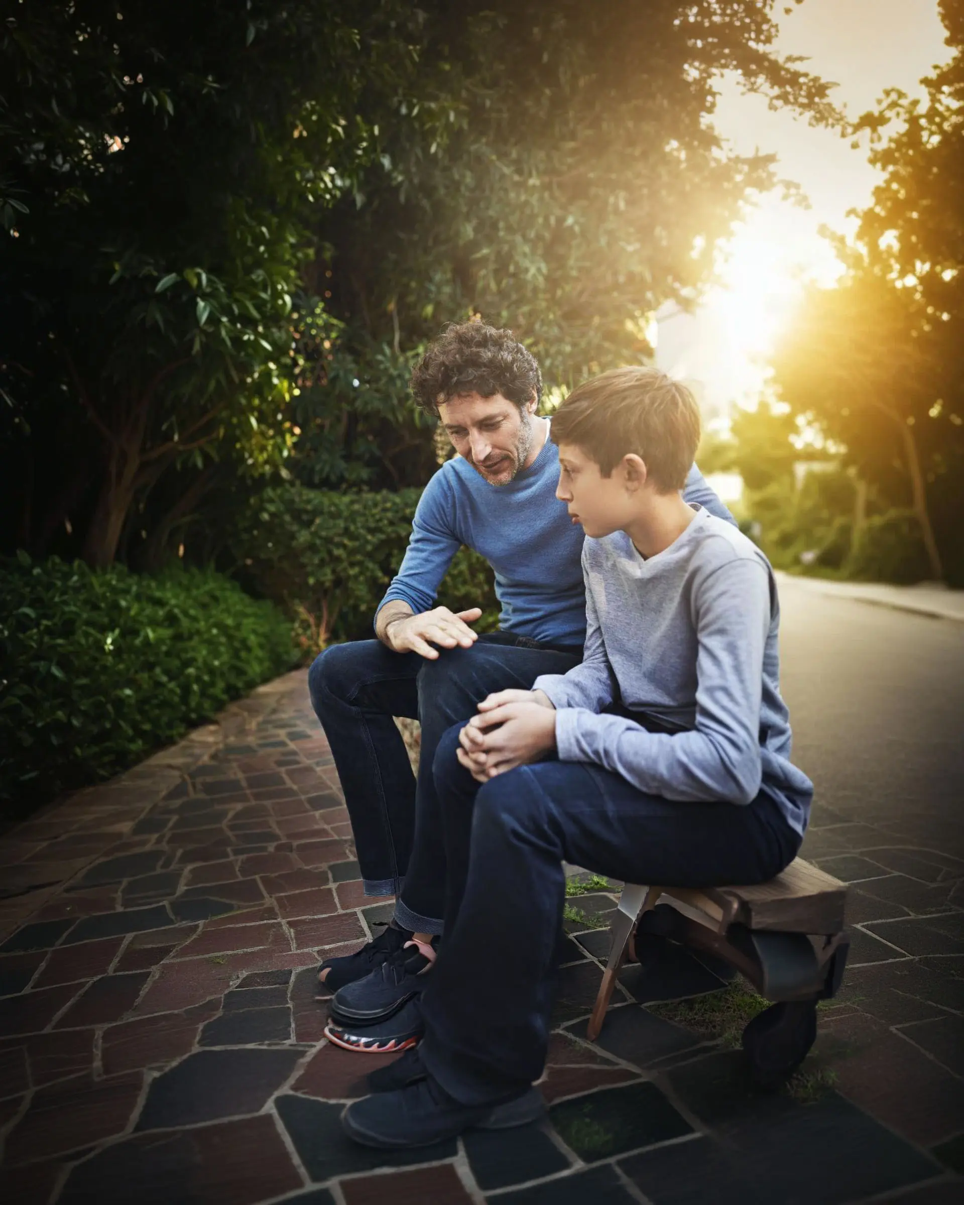 A father supporting his teen son through hallucinogen addiction treatment A father supporting his teen son through hallucinogen addiction treatment
