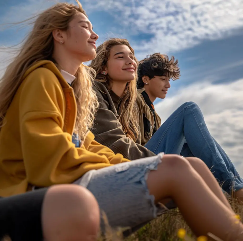 Teens enjoying relaxation after completing their inhalant addiction treatment program Teens enjoying relaxation after completing their inhalant addiction treatment program